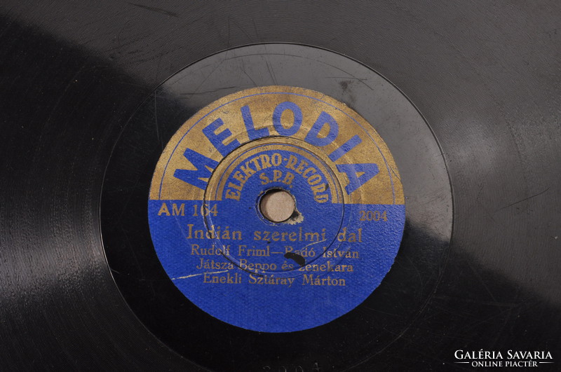 Gramophone record 19.7 cm, Indian love song, sung by star Márton.