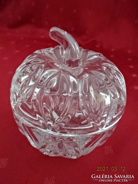 Crystal glass sugar bowl, apple shape, height 10 cm. He has!