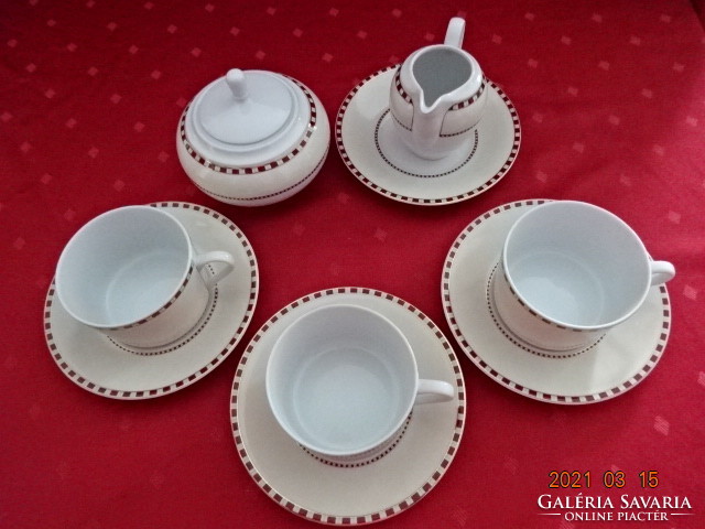 Lowland porcelain, checkered edge, three-person, 9-piece tea set. He has!