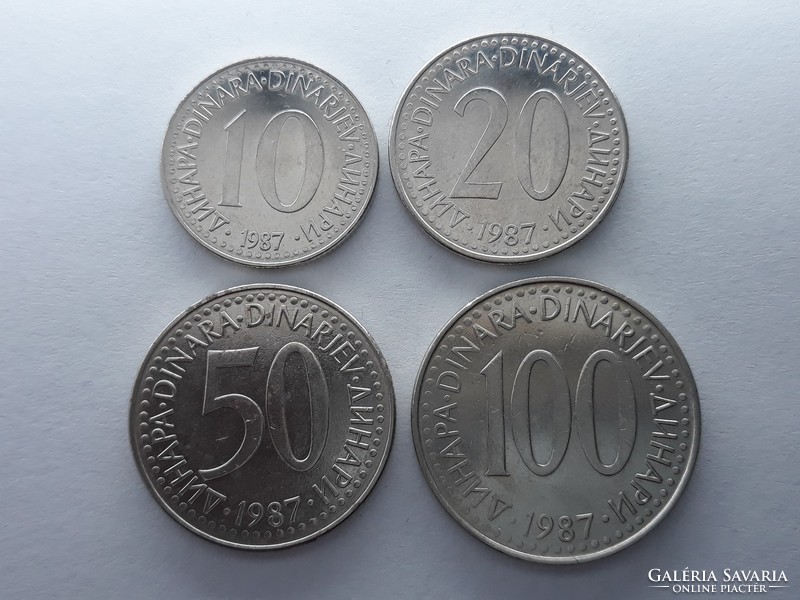 Jugoszlávia 10, 20, 50, 100 Dínár 1987 - Jugoszláv dinara (dinarjev) LOT külföldi pénz érme
