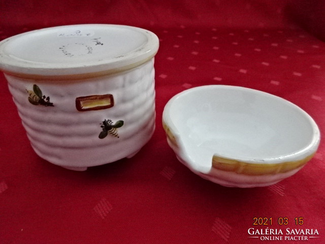 Városlőd porcelain sugar bowl, hand-painted beehive, height 9.5 cm. He has!