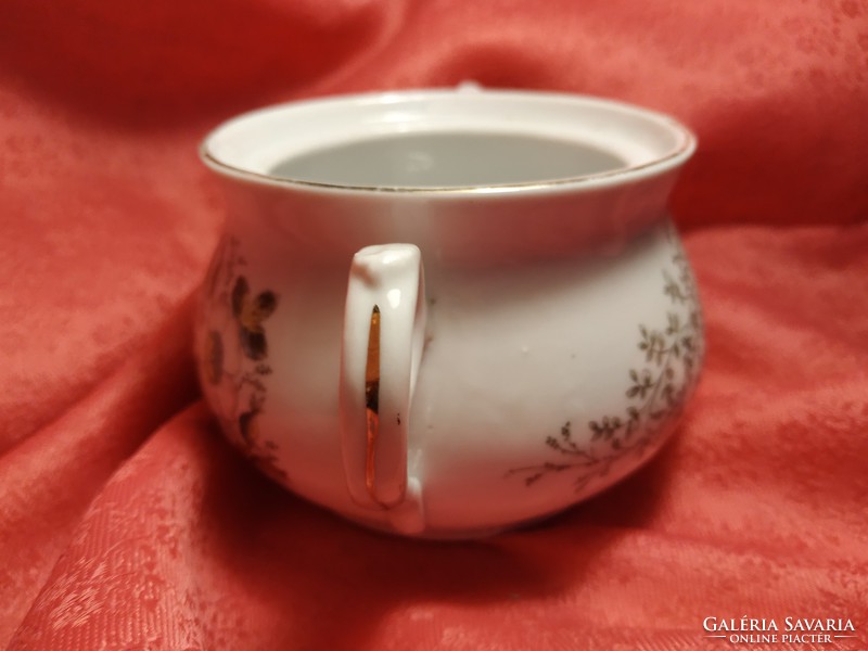 Antique floral porcelain sugar bowl