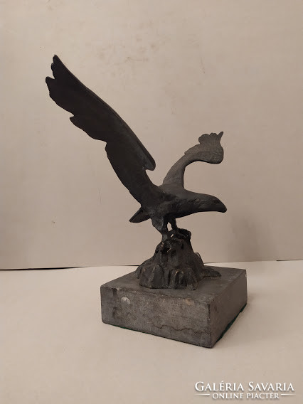 Antique bronze market bird irredenta Hungarian sculpture on a marble pedestal