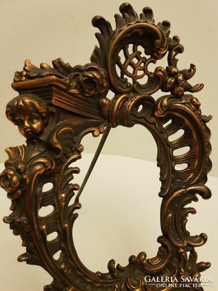 Barokk stílusú puttós fém asztali képkeret fényképtartó