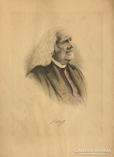 Ismeretlen: Liszt Ferenc (színezett réznyomat, XIX századi!)