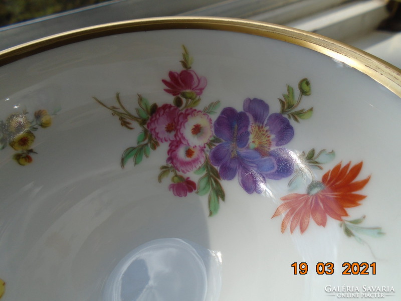 1940 Maria Theresia breakfast table with unique hand-painted Meissen flower patterns, opulent gilding
