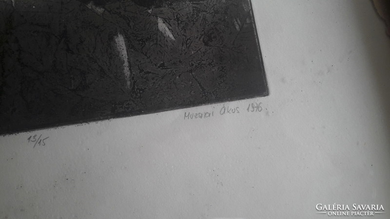 MUZSNAY ÁKOS: Ady emlékére (Lédának), 1976 (rézkarc 23,5x22 cm) absztrakt táj, modern