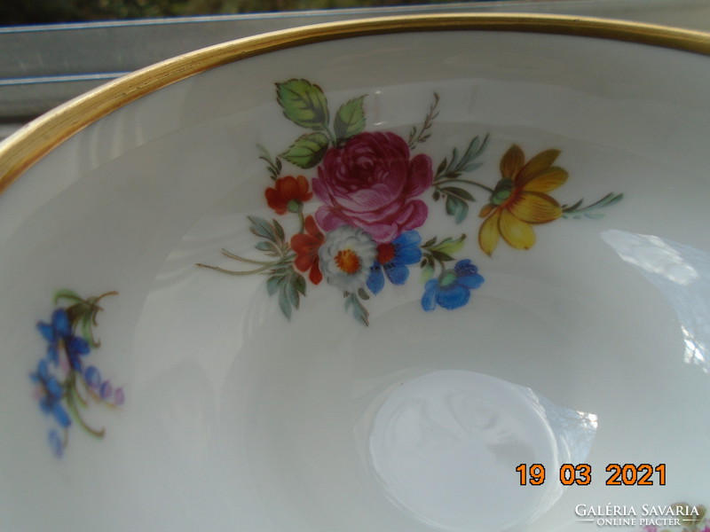 1940 Maria Theresia breakfast table with unique hand-painted Meissen flower patterns, opulent gilding