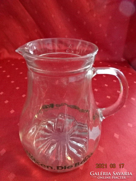 Glass pitcher with a liter of raiffeisen.Die bank. Height. 16.5 cm of baths! Jókai.