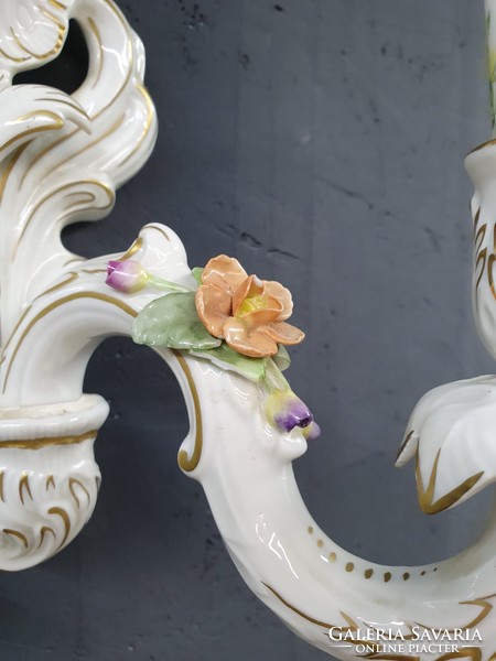 Gyönyörű kétkarú Türingiai porcelán falikar