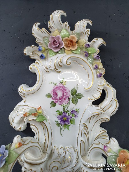 Beautiful two-armed Thuringian porcelain wall sconce