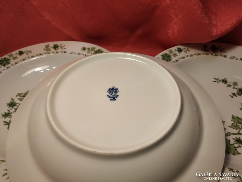 Ritka inda mintás Alföldi porcelán mély tányér 3 db.