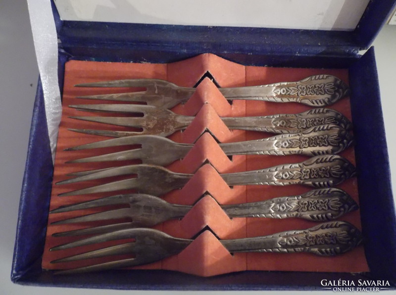 Cutlery - 6 pcs - silver plated - cookie fork - antique - Austrian - rarity 11 x 1.5