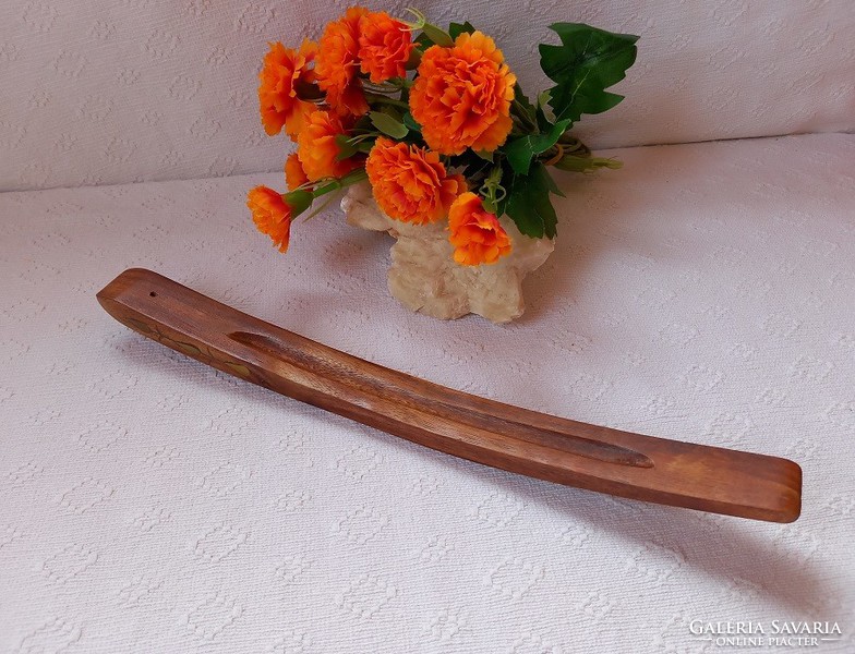 Exclusive wooden incense base, gondola with copper decoration on both sides