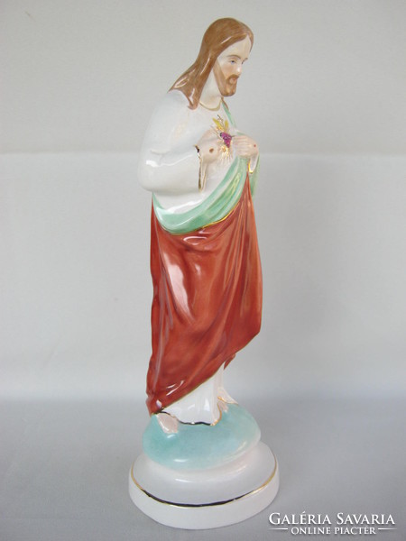 Magyar jelzett porcelán Jézus szobor 27 cm