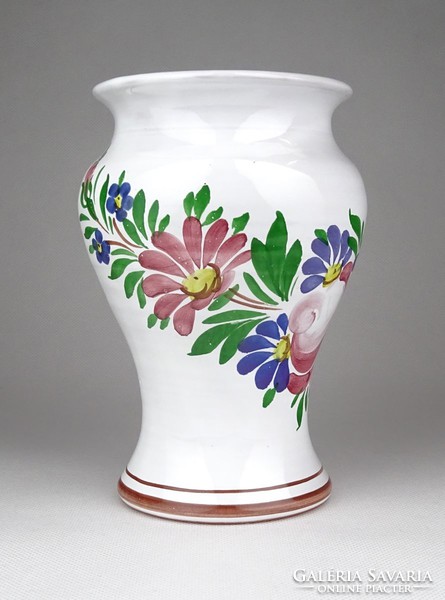 1D588 Városlődi virágdíszes kerámia váza 15.5 cm
