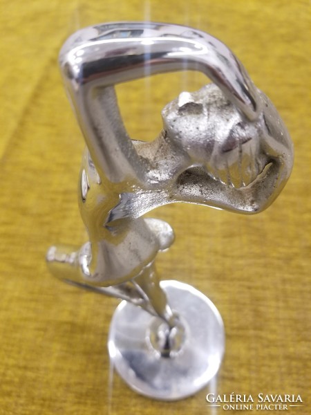 Art deco stílusú nikkelezett fém szobor