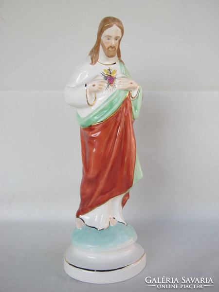 Magyar jelzett porcelán Jézus szobor 27 cm