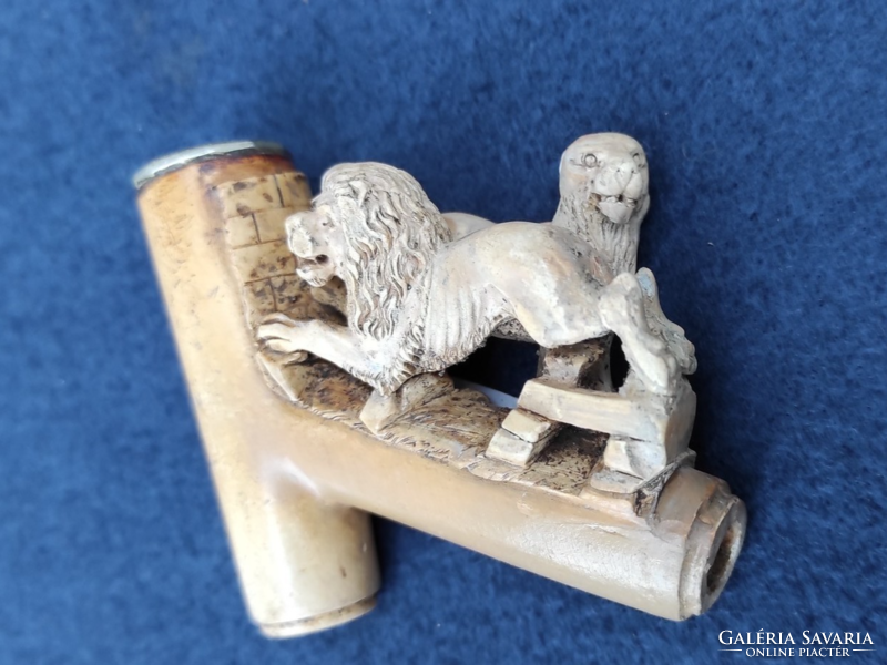 Tajték pipa oroszlán figuràlis, antik, különleges darab!