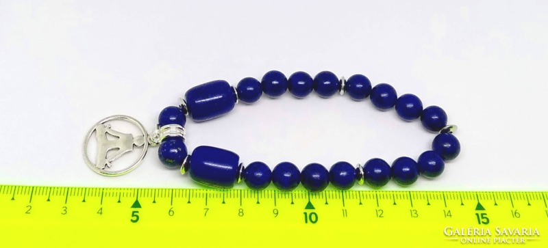 Lapis lazuli yoga bracelet, 8 mm and 11*14 mm beads