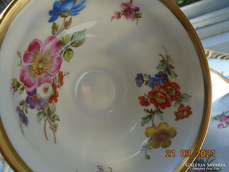 1940 Maria Theresia breakfast table with unique hand-painted Meissen floral designs, opulent gilding