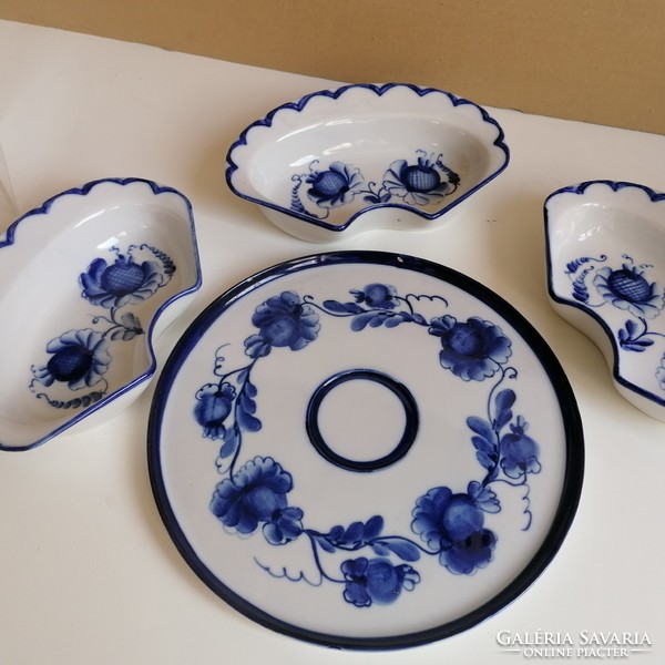 5 részes porcelán kínáló kék virágdekorral