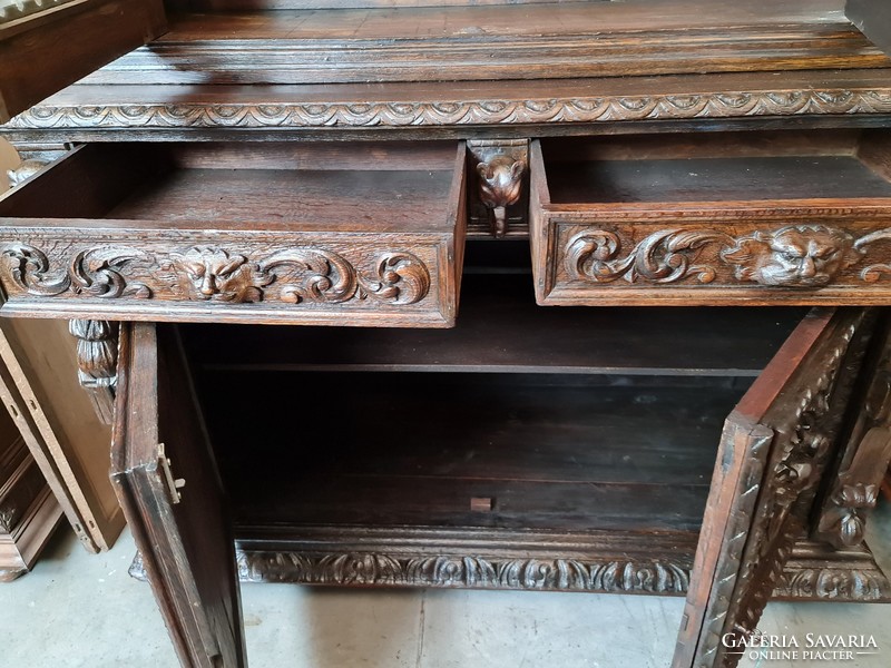 A274 antique, richly carved renaissance style sideboard or bookcase