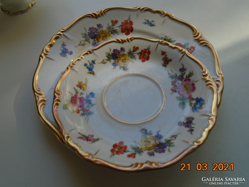 1940 Maria Theresia breakfast table with unique hand-painted Meissen floral designs, opulent gilding