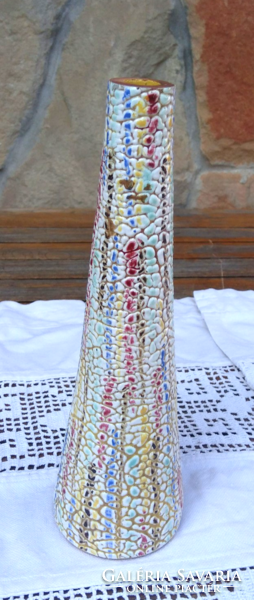 Retro mid century cracked glazed ceramic vase