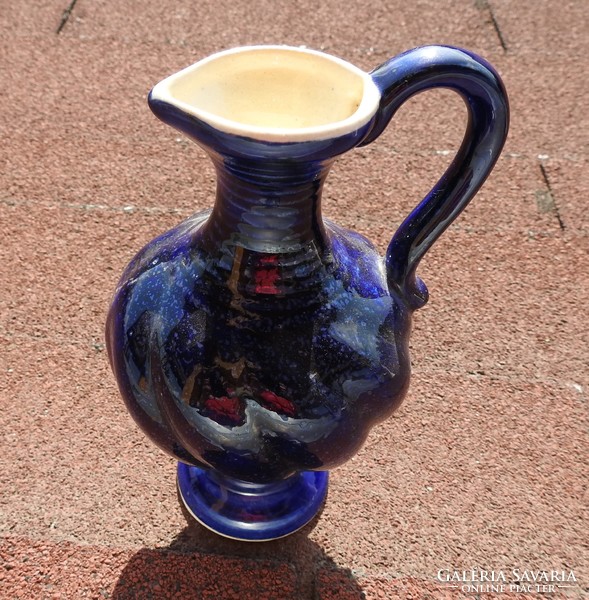 Veb lausitzer keramik _ jug with a deep blue handle