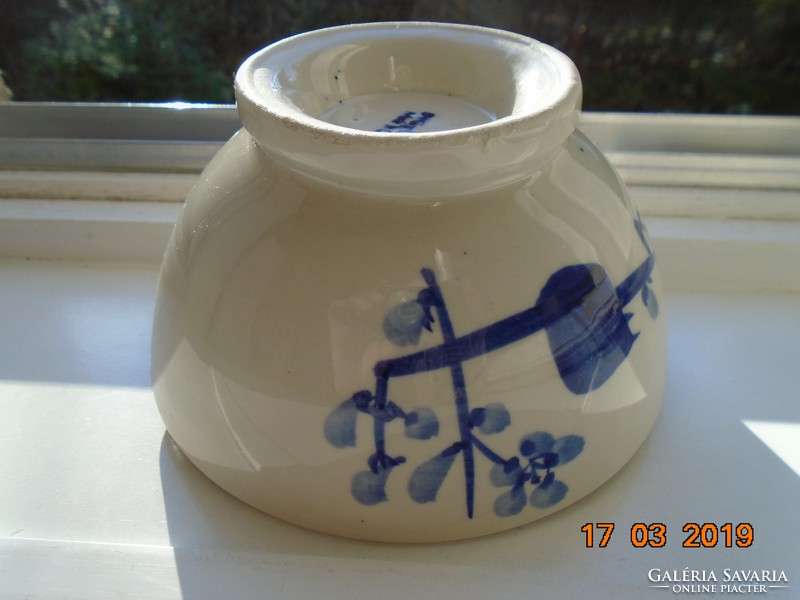 Chinese cobalt blue hand-painted flower pattern vintage majolica bowl