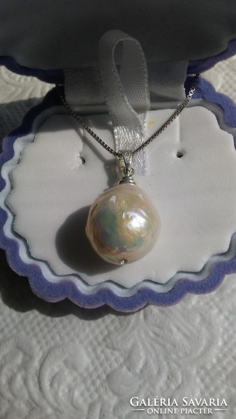 Barokk 925 ezüst tenyésztett gyöngy medál