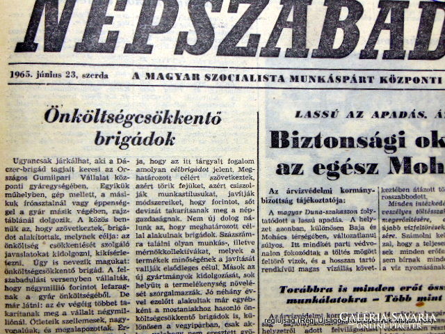 1965 június 23  /  NÉPSZABADSÁG  /  Régi ÚJSÁGOK KÉPREGÉNYEK MAGAZINOK Ssz.:  14874