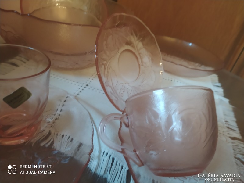 Jena glass tableware, serving dish, pink 49 pcs
