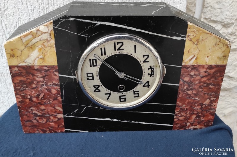 Art deco marble table clock, fireplace clock, colorful cheerful marble tiles, works! Minimal, modern styl