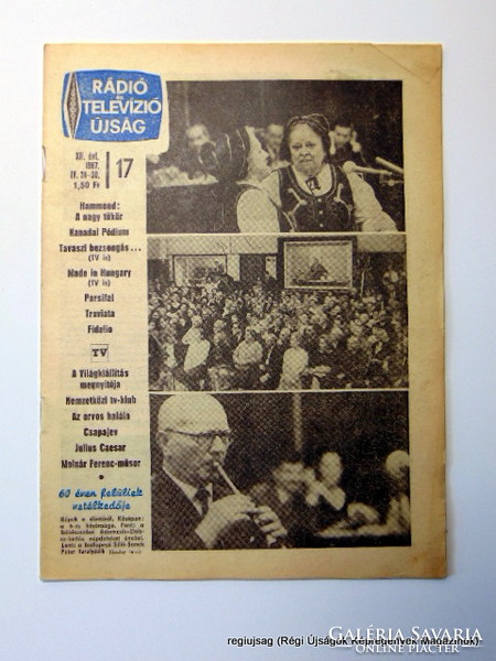 1967 április 24 - 30  /  RÁDIÓ és TELEVÍZIÓ ÚJSÁG  /  regiujsag Ssz.:  15085