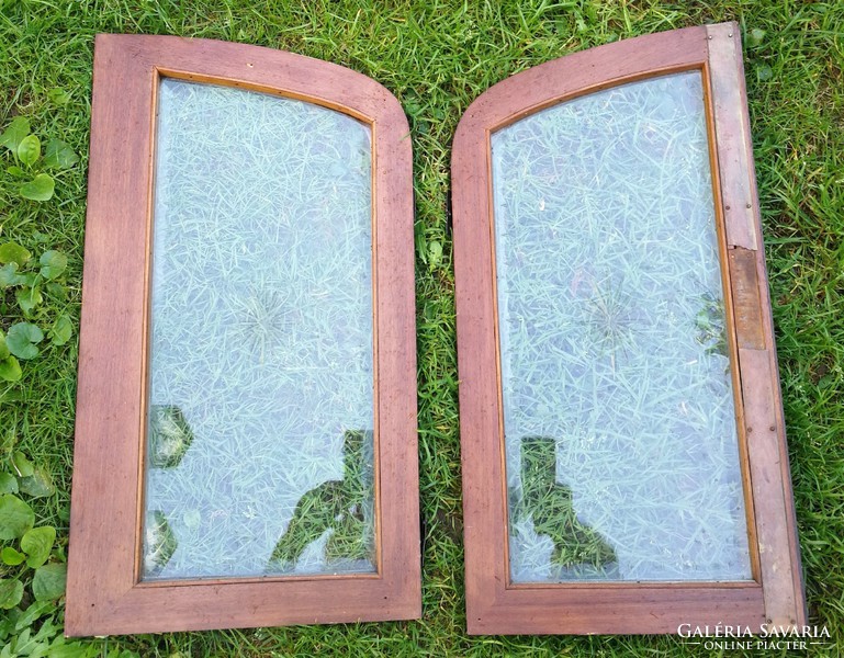Polished glass in wooden frame, showcase door, Art Nouveau or partition!