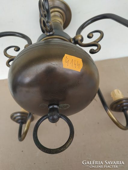 Antique 5 Arm Patinated Copper Small Chandelier + 5 Candle Bulb 4144