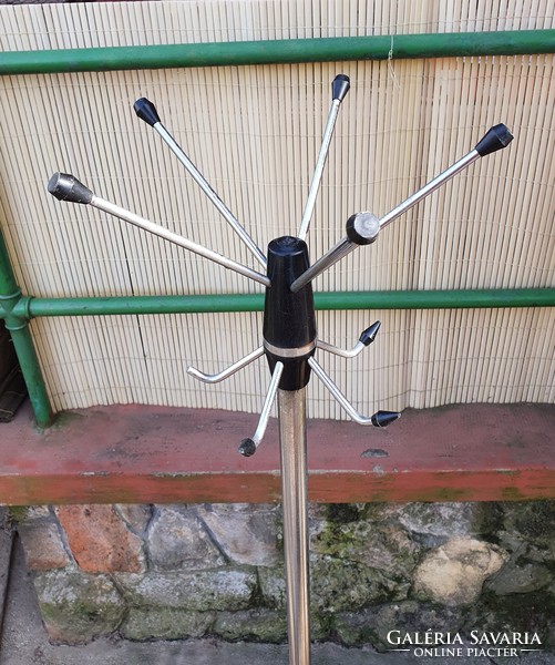 Extra rare 1950s coffin with bauhaus style hanging tube frame hanger with umbrella holder