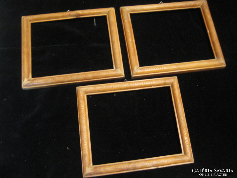 Old picture frames made of pine, 3 pieces, rebate size 20 x 16 cm
