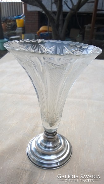 Diana with silver base crystal vase