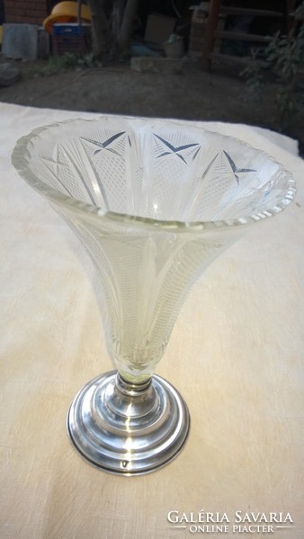 Diana with silver base crystal vase