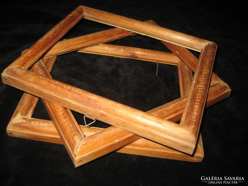 Old picture frames made of pine, 3 pieces, rebate size 20 x 16 cm