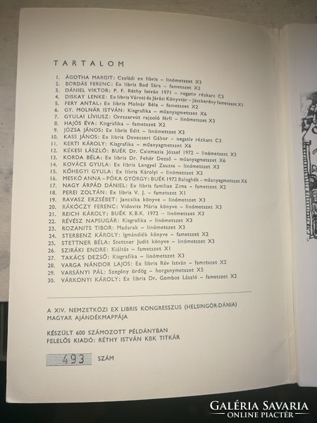 Magyar Kisgrafika 1972, limitált kiadásban, ez a példány a 493/600.