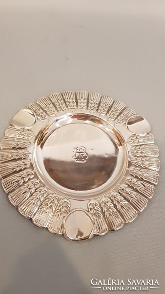 Beautiful silver tray, ashtray with wheat grain decoration