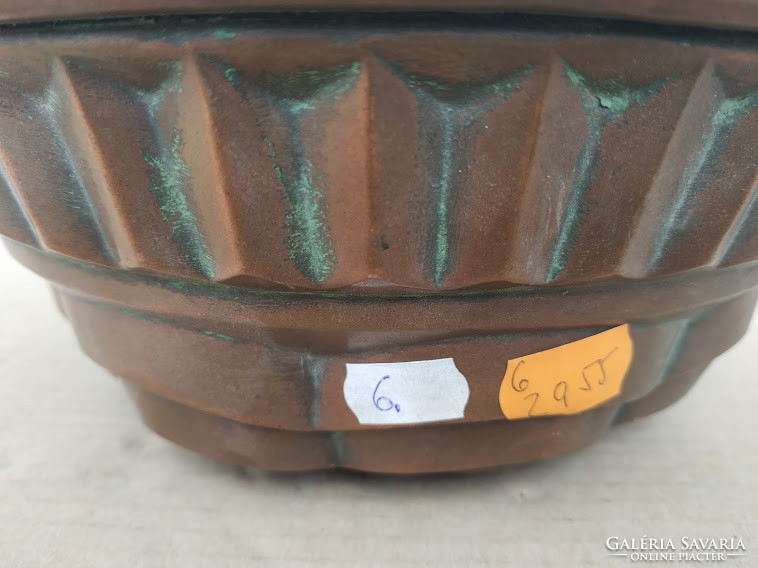 Antik konyhai eszköz patinás ónozott vörösréz cukrász nagy kuglóf forma 4153