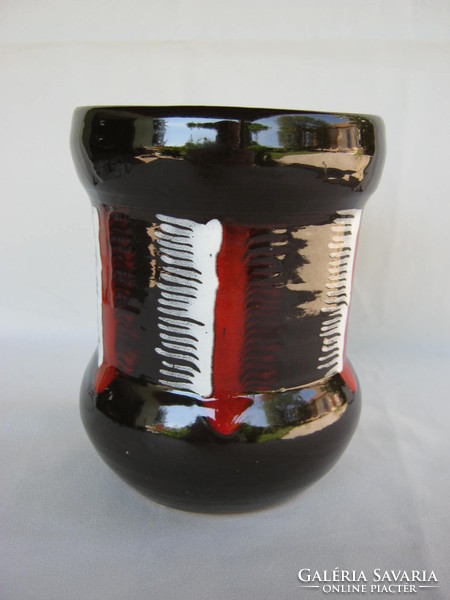 Pj signed retro industrial artist ceramic vase