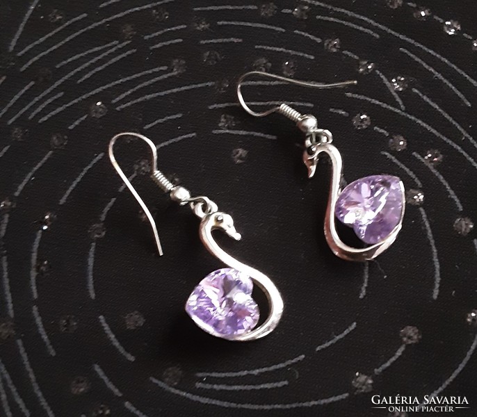 Purple crystal set, swan styling earrings, and beautiful purple shoe shaping pendant