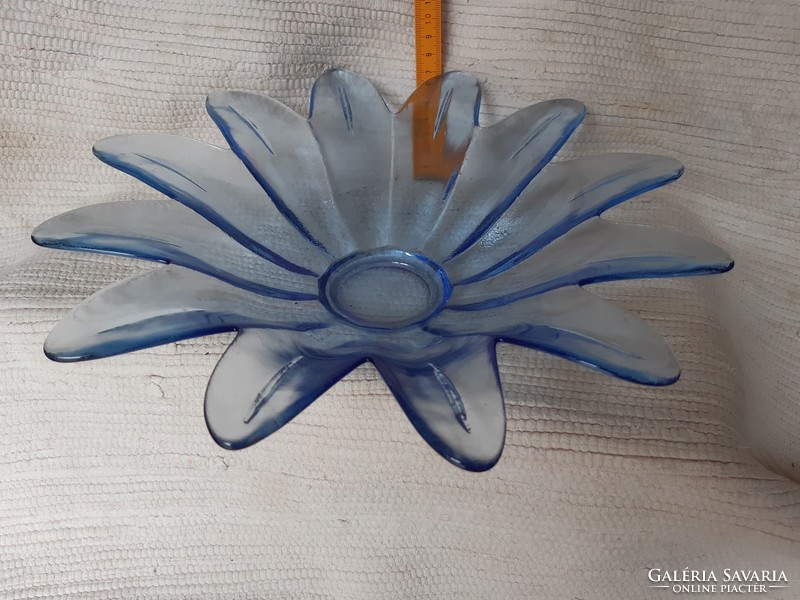 Blue decorative glass bowl, centerpiece