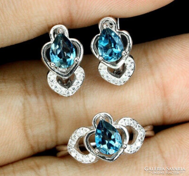 925 sterling silver earring set with African topaz gemstone